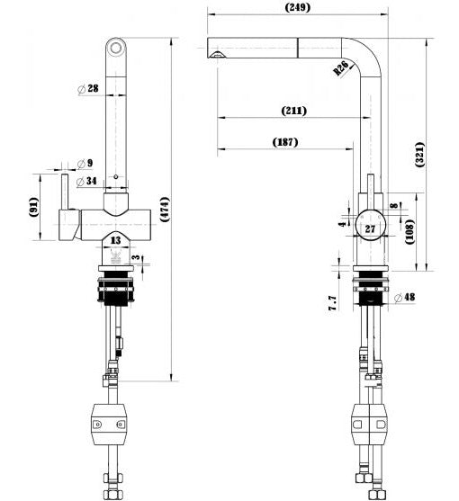 Modern National Kasper Pullout Sink Mixer Chrome