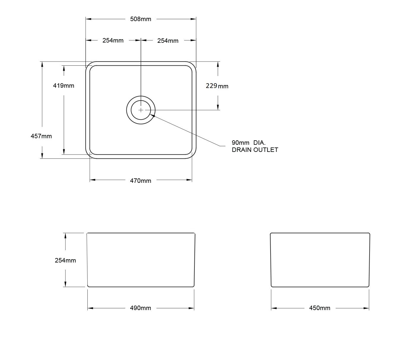 Turner Hastings Novi 50 x 46 Fine Fireclay Butler Sink Matte White NO503FS-MW