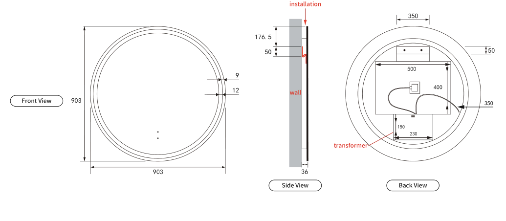Aulic LED Windsor Matte White Framed Mirror 900mm LMWIN-900-MW