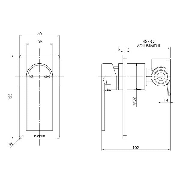 Phoenix Teel SwitchMix Shower/Wall Mixer Fit-Off Kit 118-2805