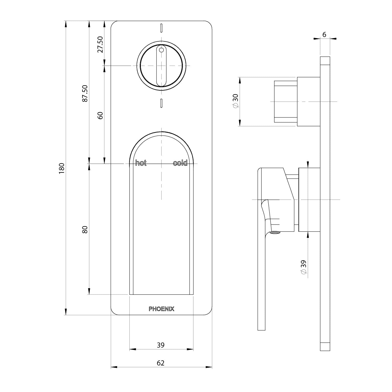 Phoenix Teel SwitchMix Shower/Wall Diverter Mixer Fit-Off Kit 118-2940