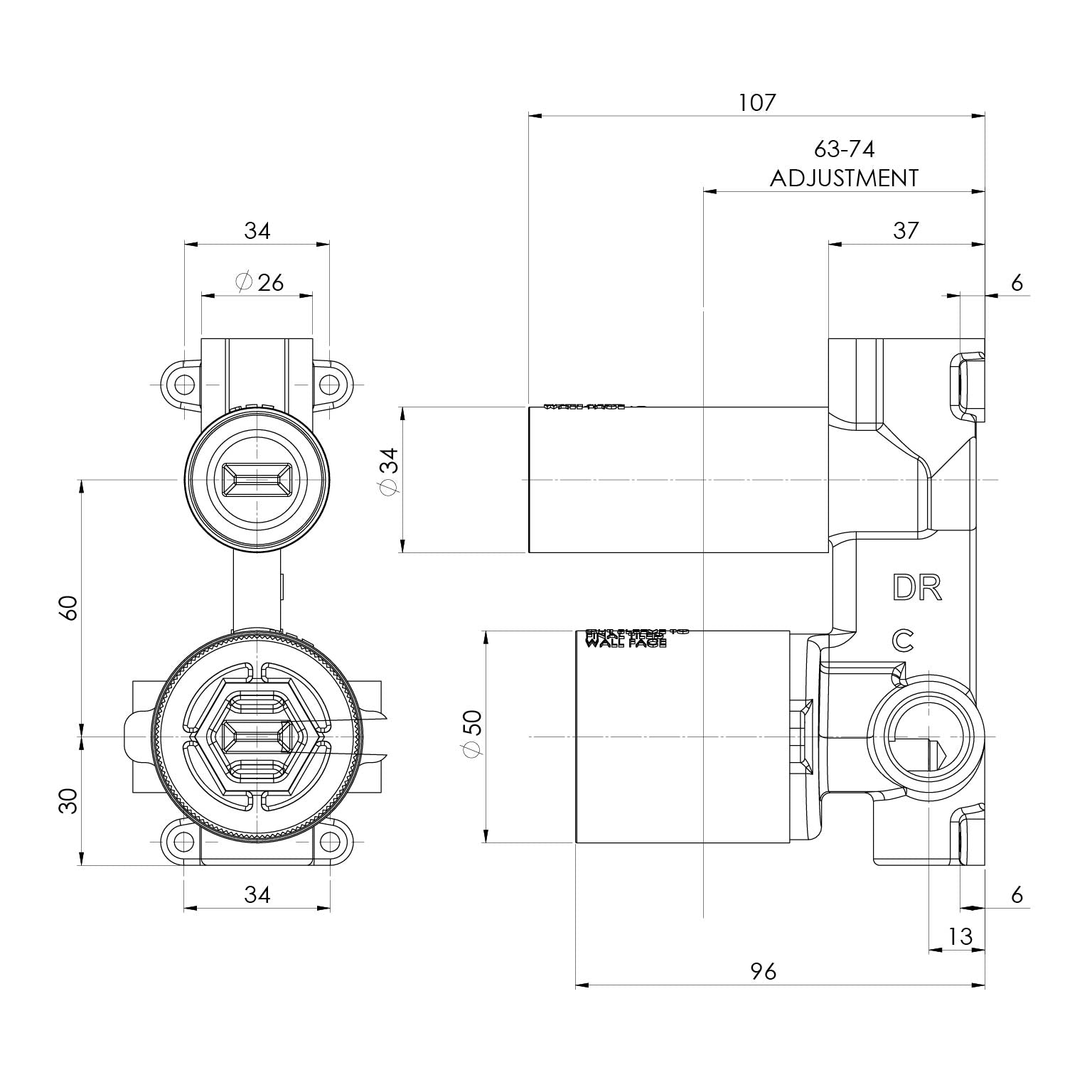 Phoenix SwitchMix Shower/Bath Diverter Mixer Rough-In Kit 250-2930