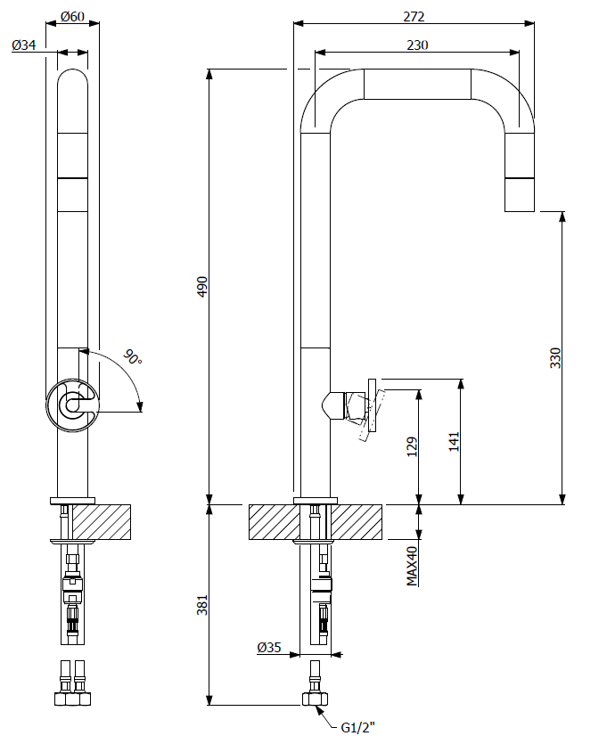 Abey 316 Patio Stainless Steel Pull Out Mixer Brushed Steel 400727