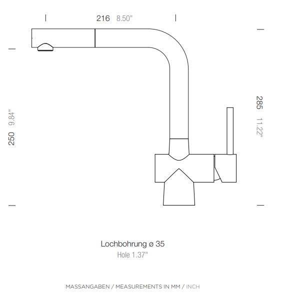 Abey 316 Stainless Steel Laios Pull Out Mixer Brushed Steel 517120