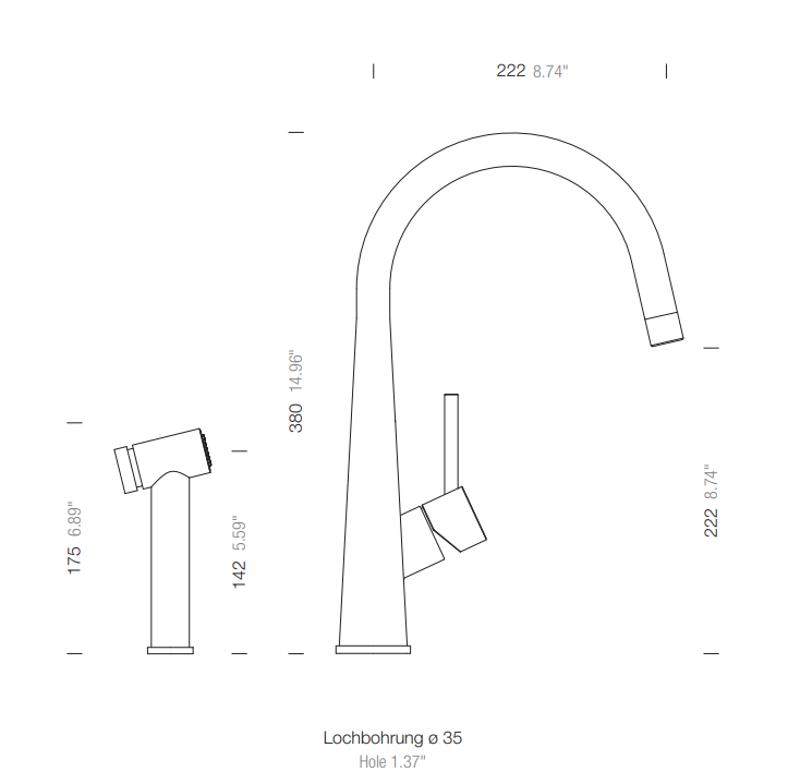 Abey 316 Stainless Steel Conos Pro Mixer Brushed Nickel 528006