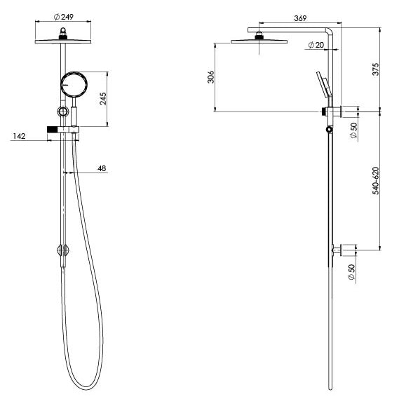 Phoenix NX Iko Twin Shower Matte Black 608-6500-10