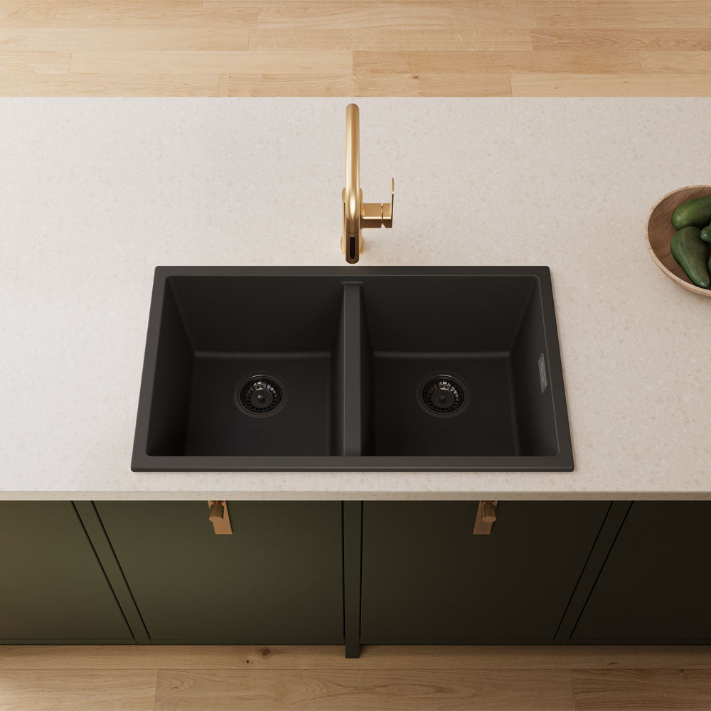 Fienza Kuro Granite 34/34L Double Bowl Sink 68603