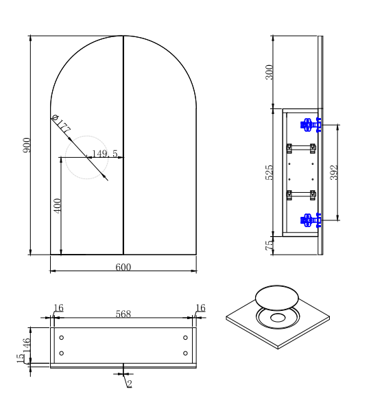 Cassa Design 600mm Archied Shaving Cabinet