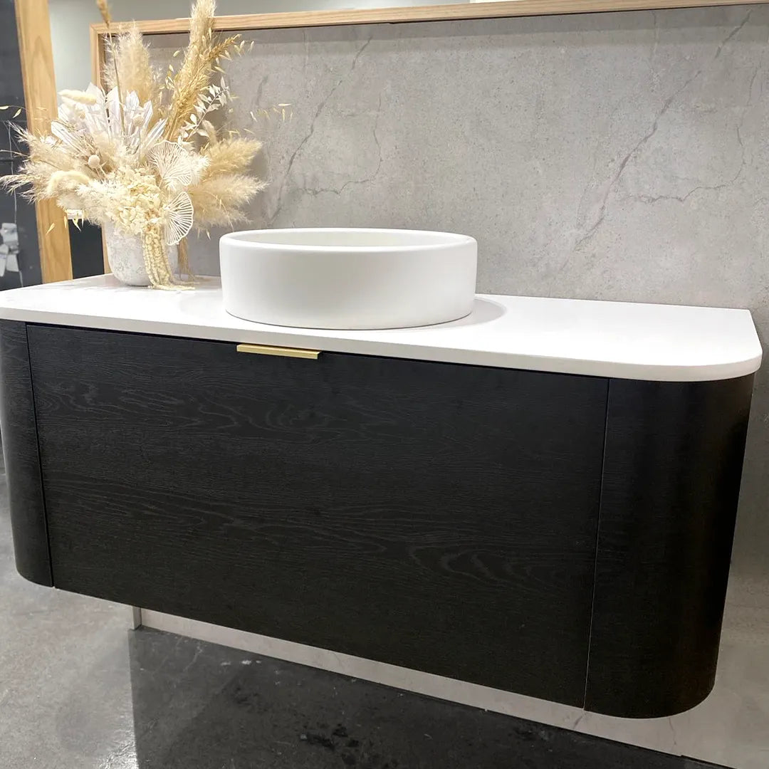 Otti Bondi 1500mm Black Oak Wall Hung Curve Vanity