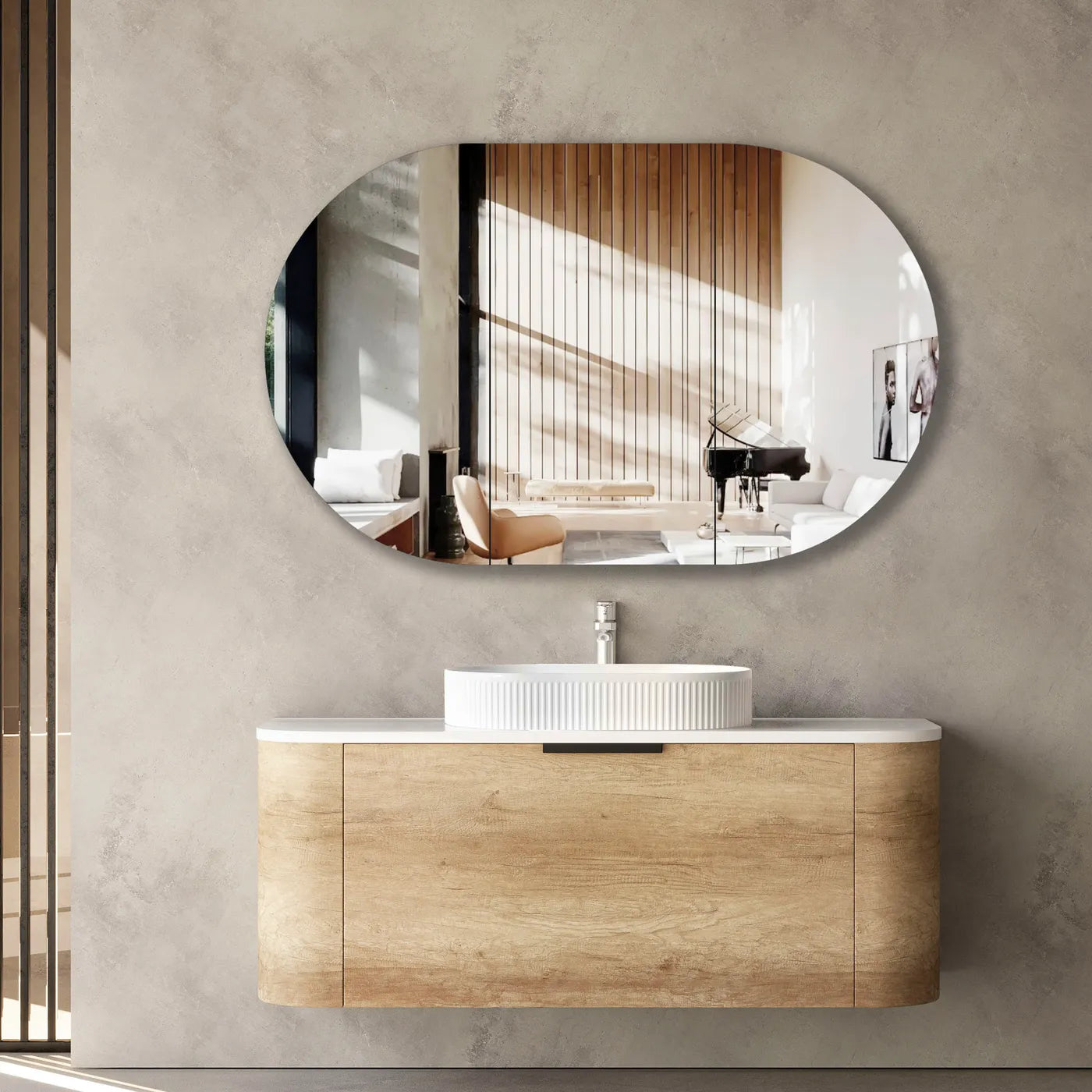 Otti Bondi 1200mm Natural Oak Wall Hung Curve Vanity