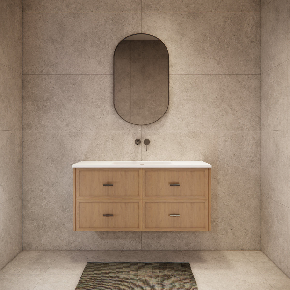 ABS 1200mm Banff Coastal Oak Shaker All-Drawer Wall Hung Vanity