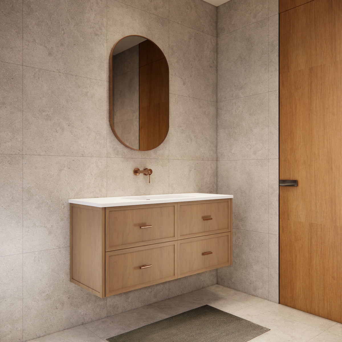 ABS 1200mm Banff Coastal Oak Shaker All-Drawer Wall Hung Vanity