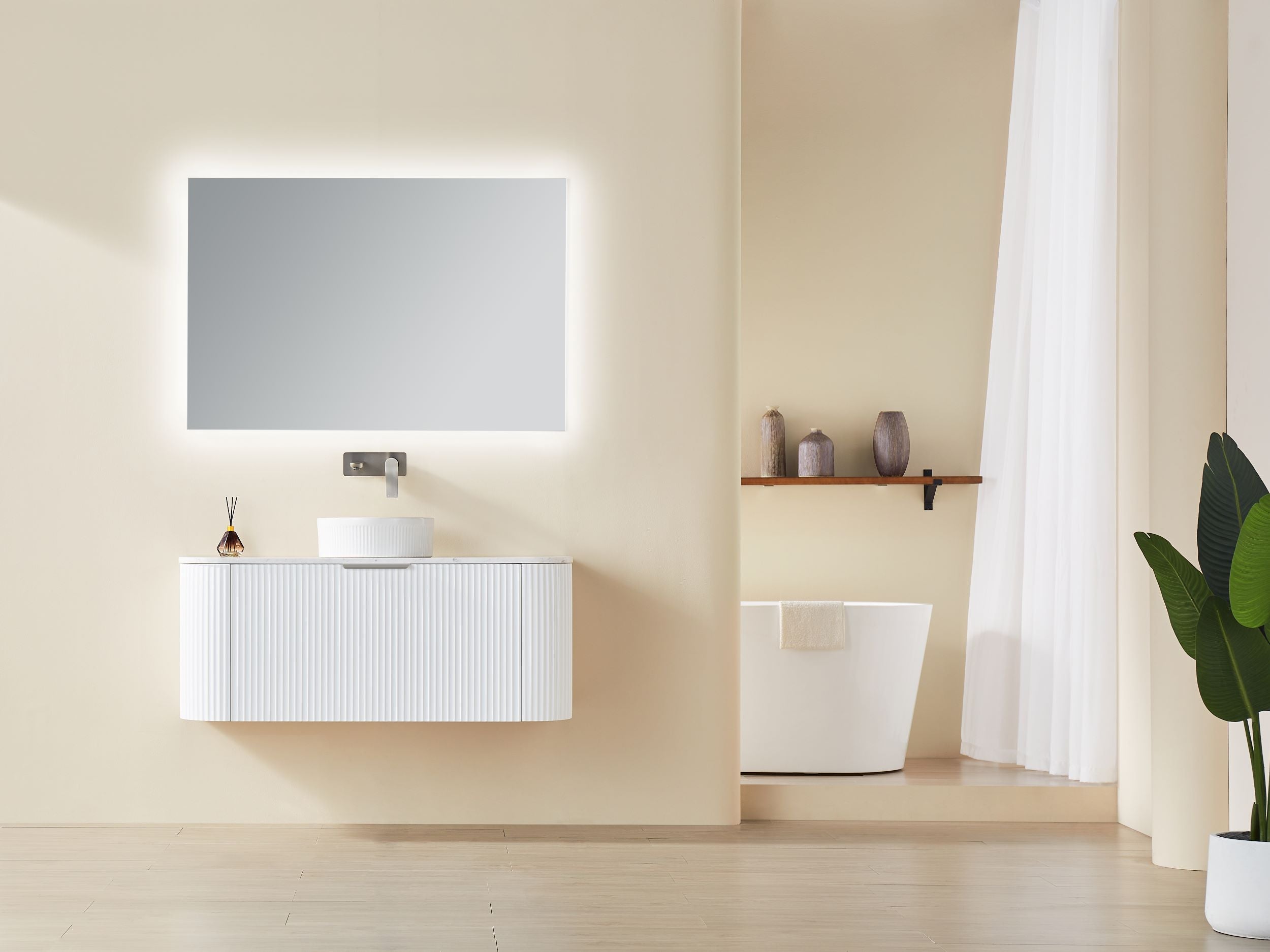 Ceto Avalon Curved Fluted Wall Hung Vanity