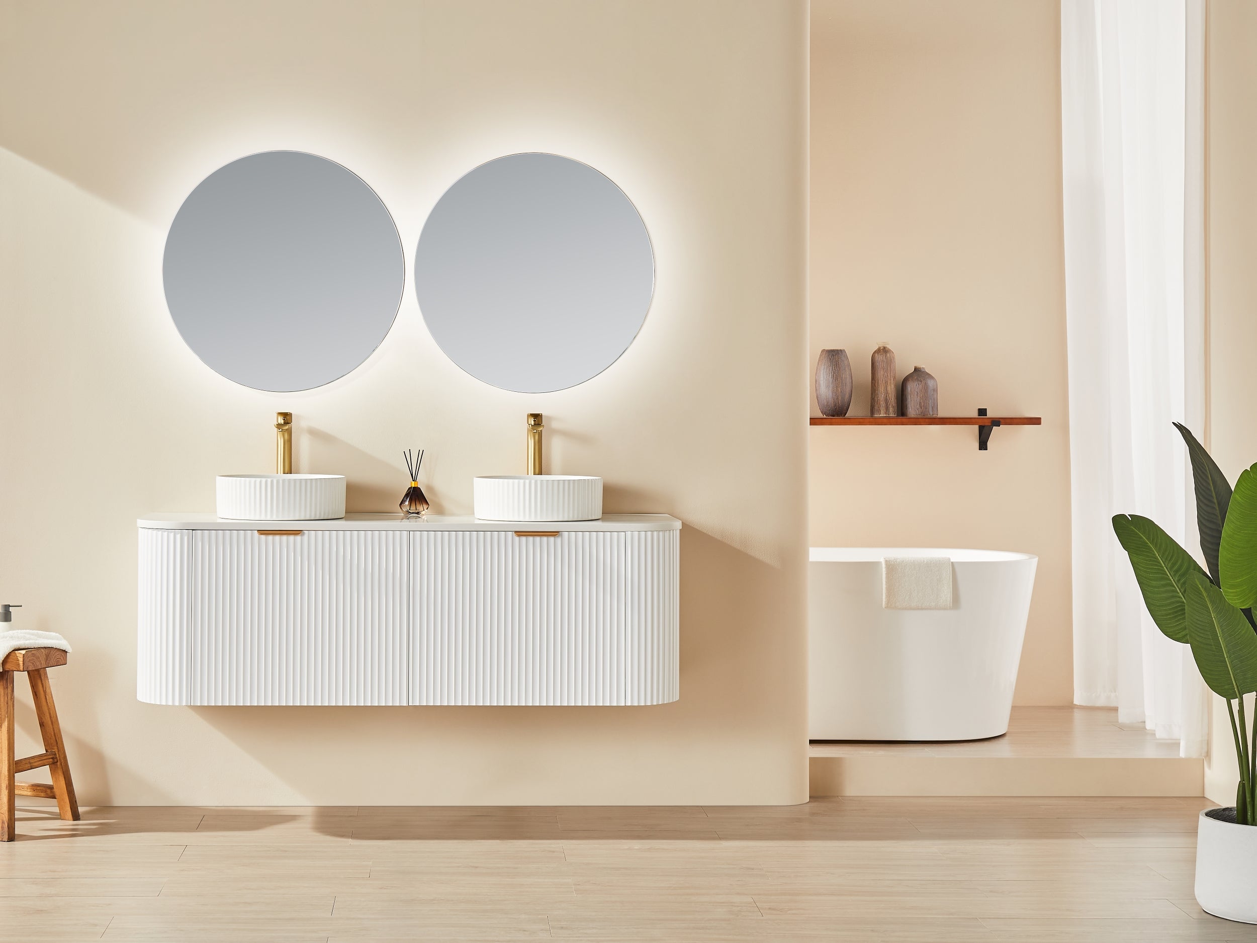 Ceto Avalon Curved Fluted Wall Hung Vanity