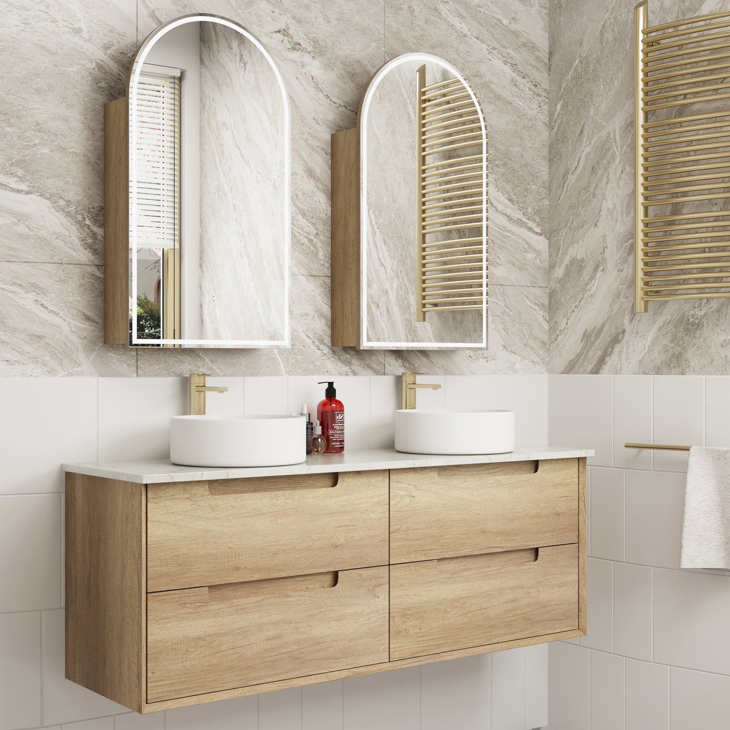 Aulic Moreno 1500mm Wall Hung Vanity Double Bowl