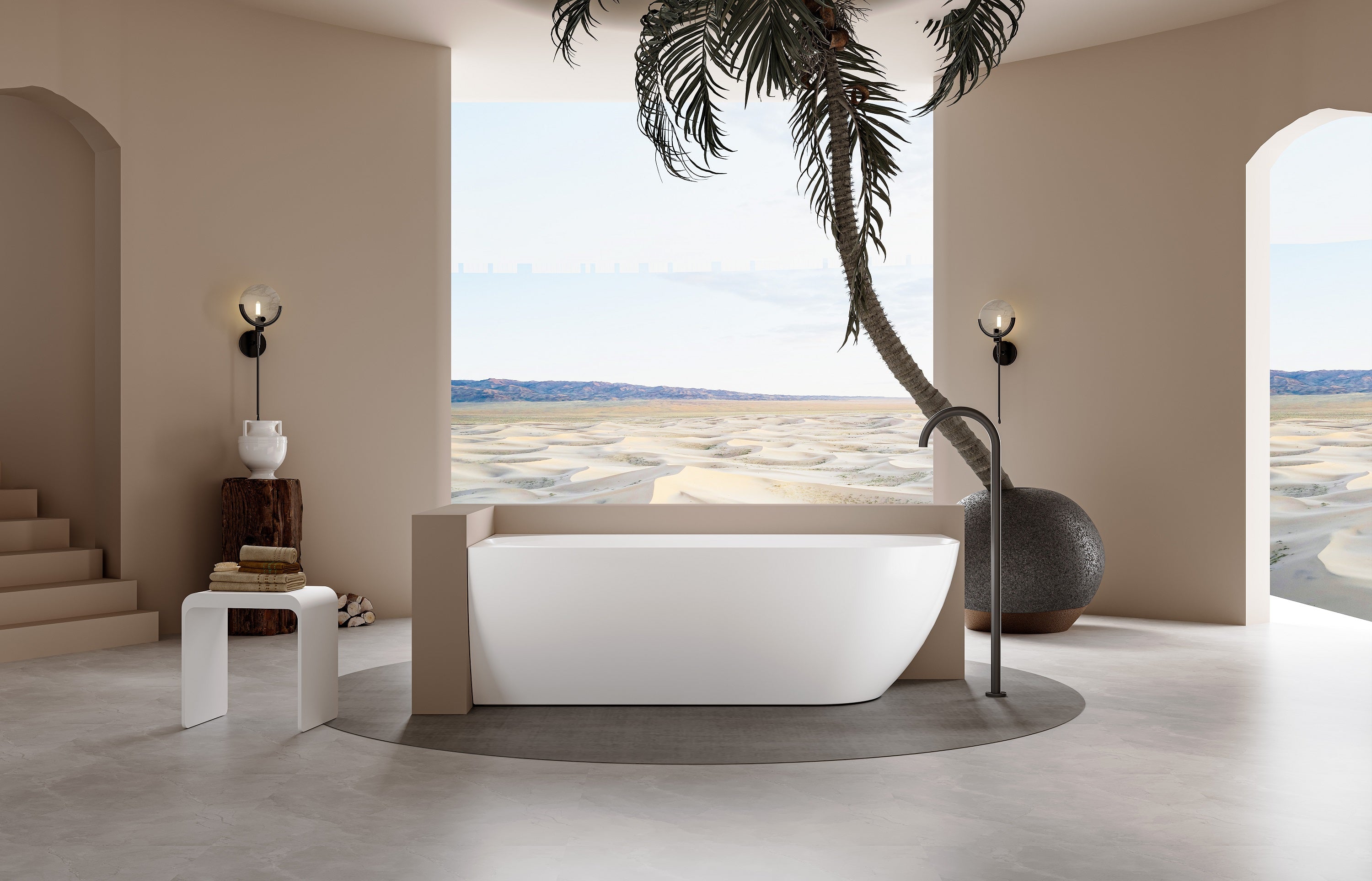 Lukka Ellips 1500mm Left-Hand Corner Bath with Overflow LK-EB1500L-OF