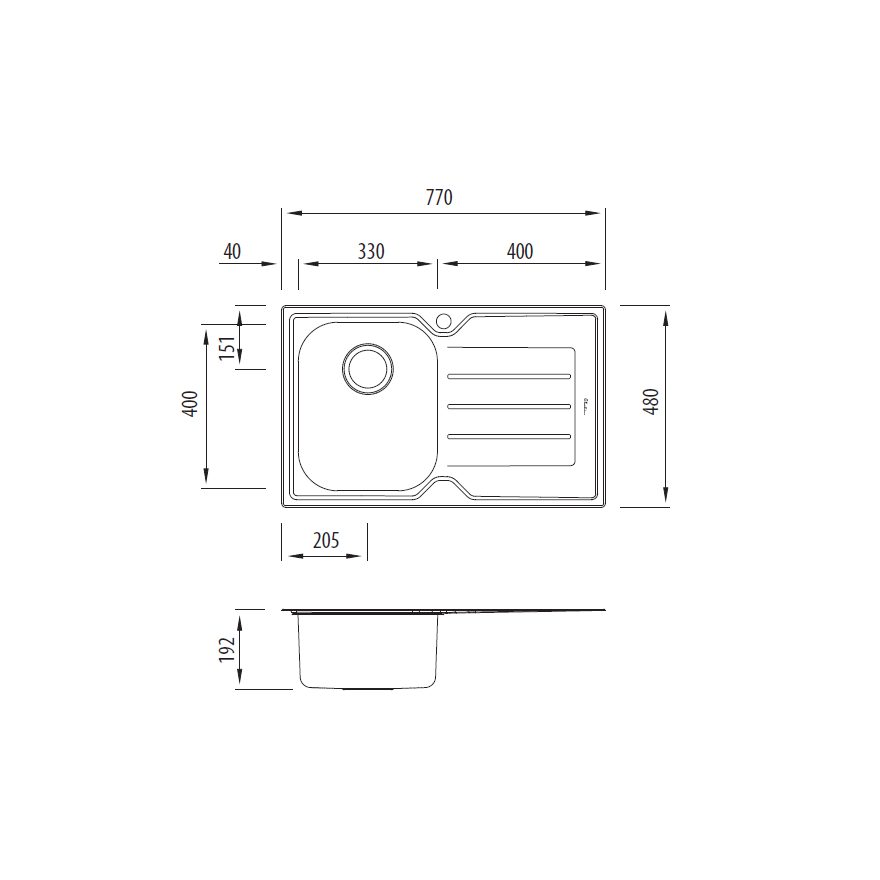 Oliveri Flinders Single Left Hand Bowl Sink with Drainer FL121