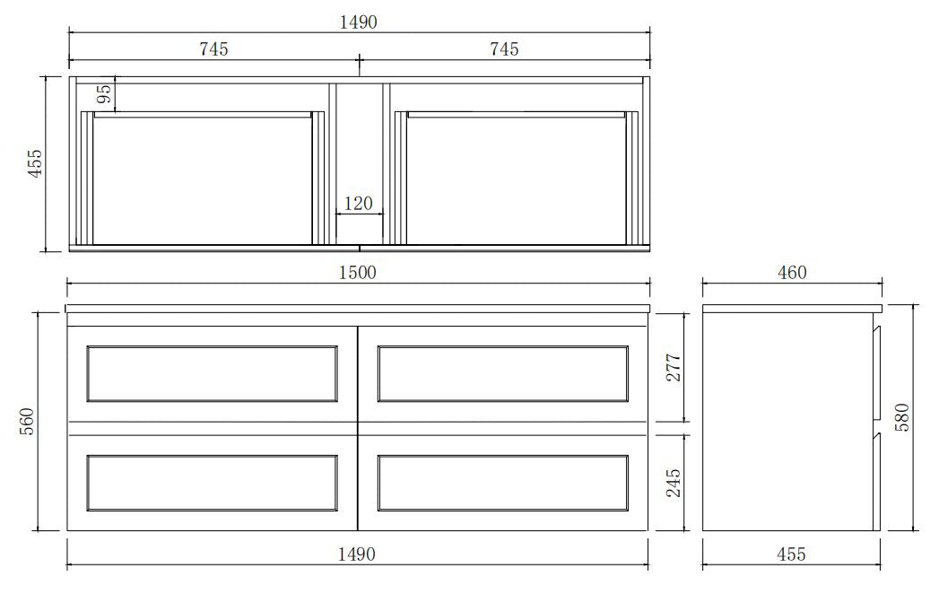 Fremantle 1500 PVC Wall Hung Vanity Matte White