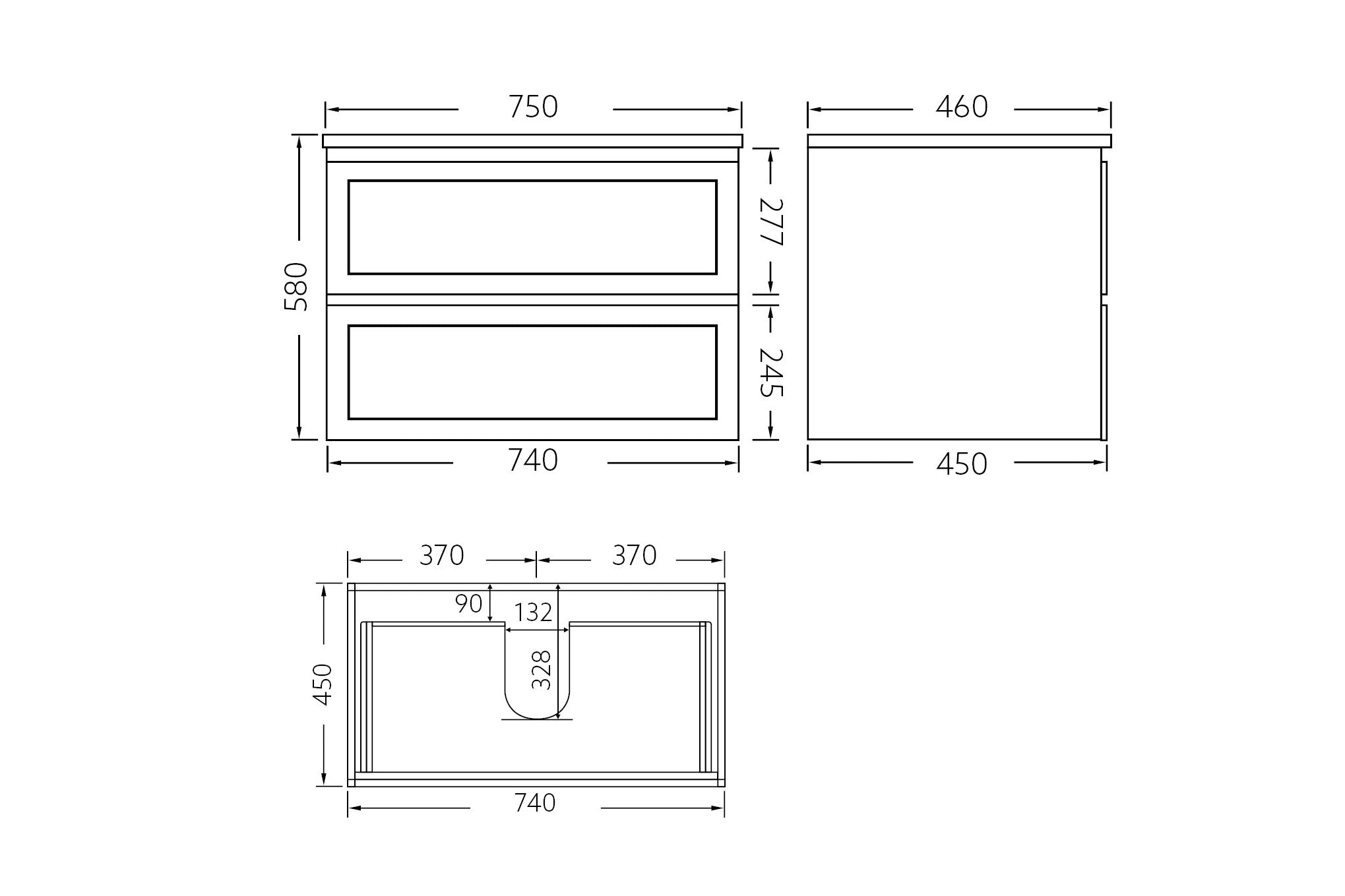 Fremantle 750mm PVC Wall Hung Vanity Matte White