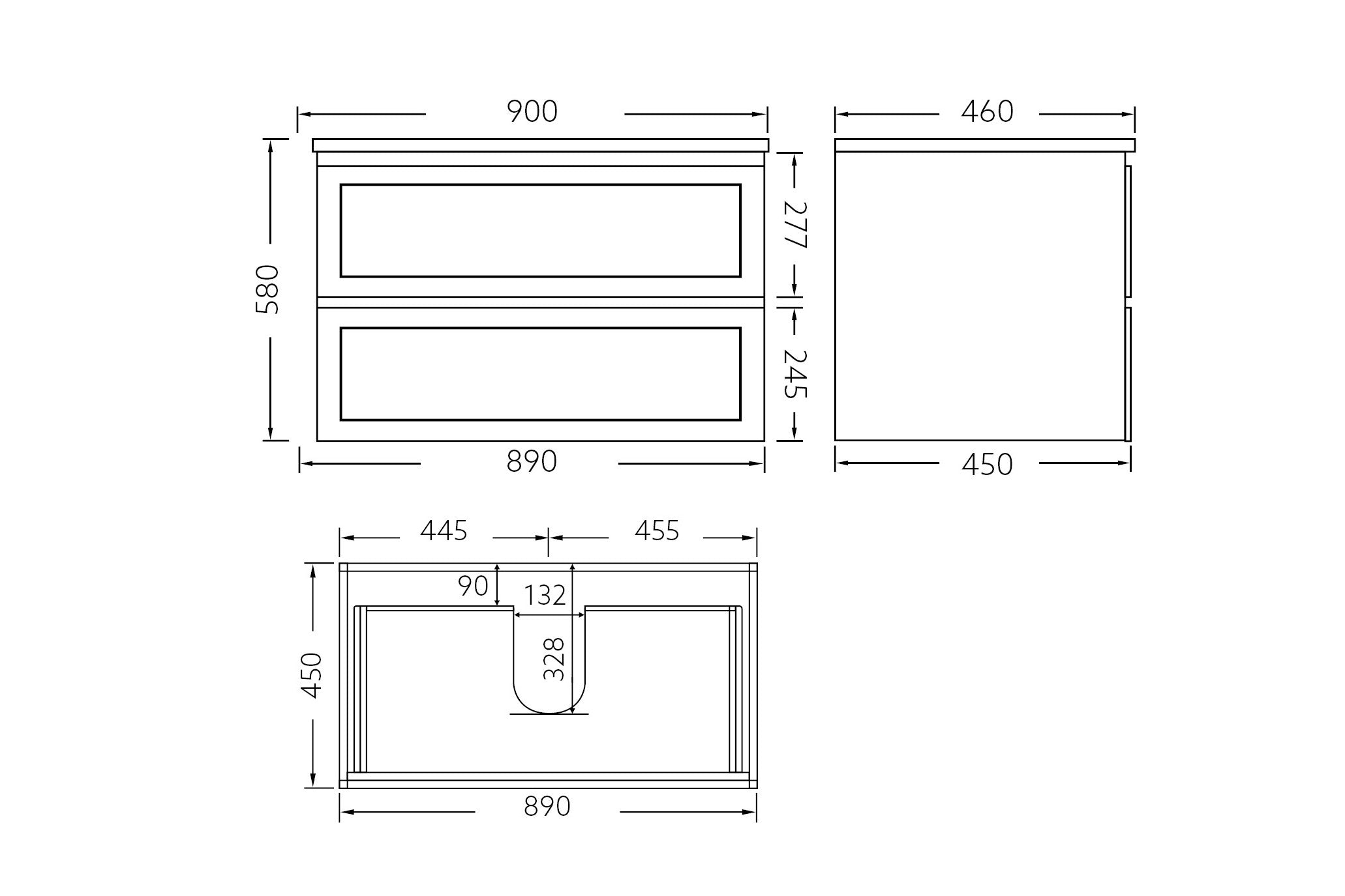 Fremantle 900mm PVC Wall Hung Vanity Matte Black