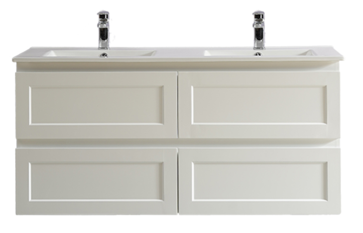 Fremantle 1200mm PVC Double Bowl Wall Hung Vanity Matte White