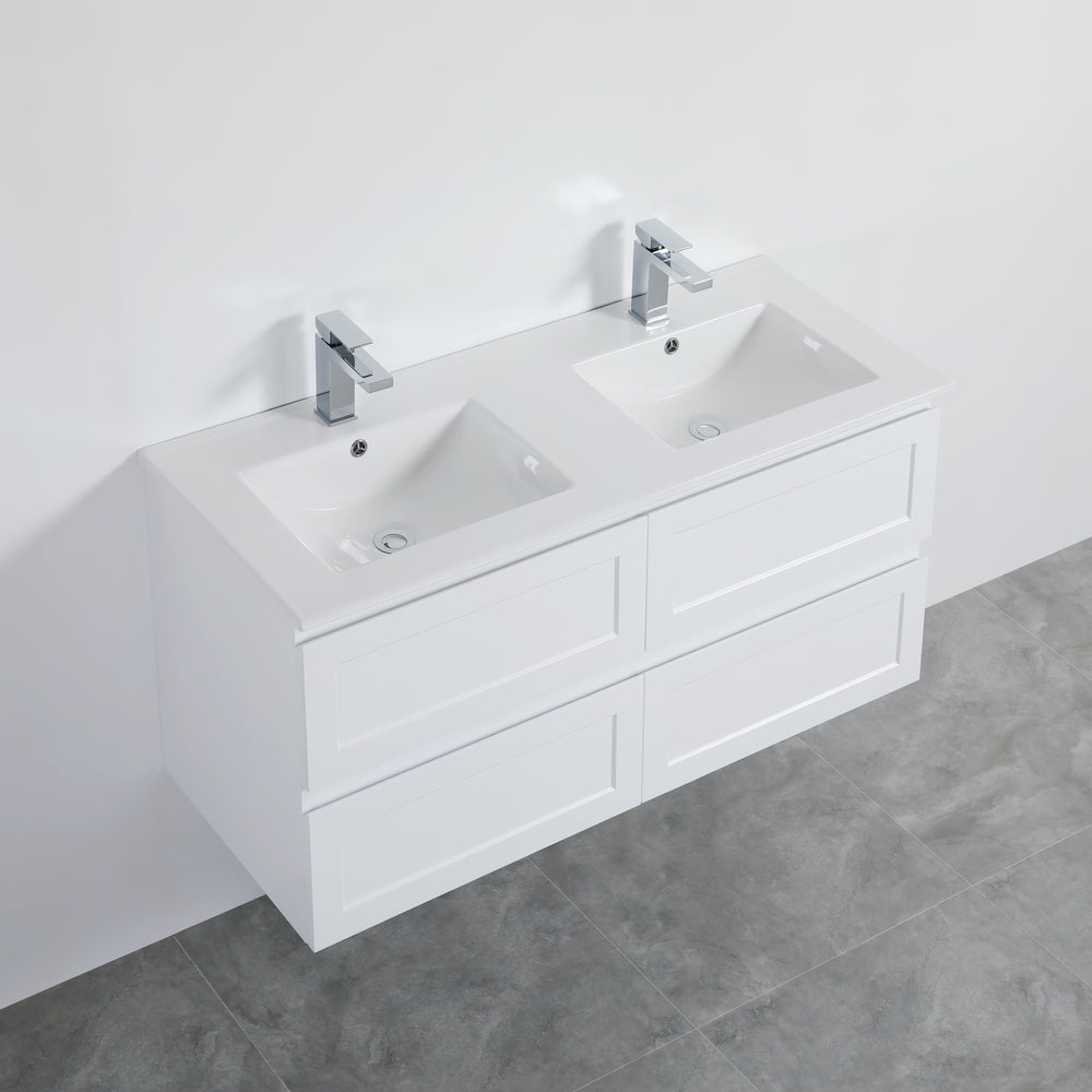 Fremantle 1200mm PVC Double Bowl Wall Hung Vanity Matte White