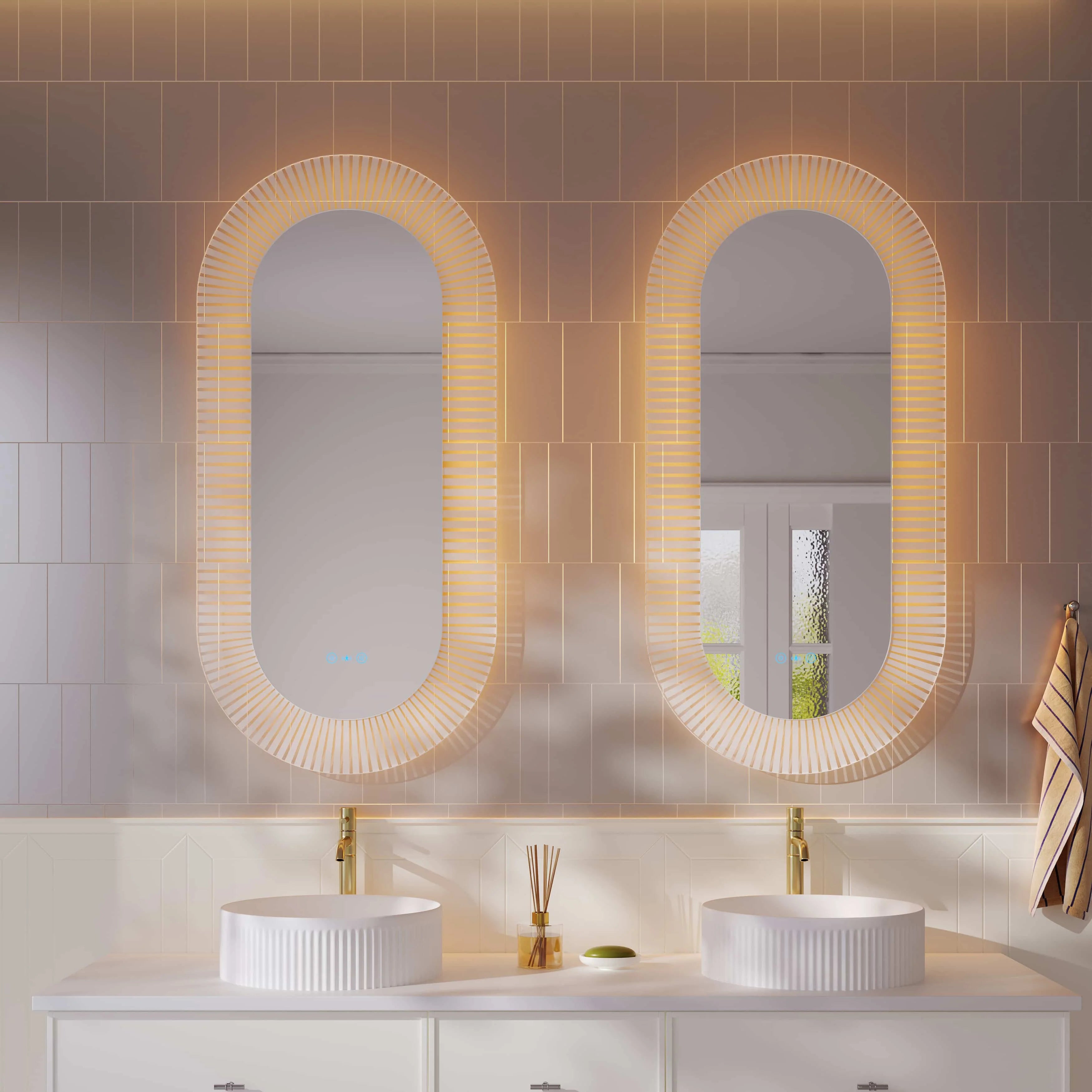 Mercio Freya 600×1200mm LED Textured Oval Mirror