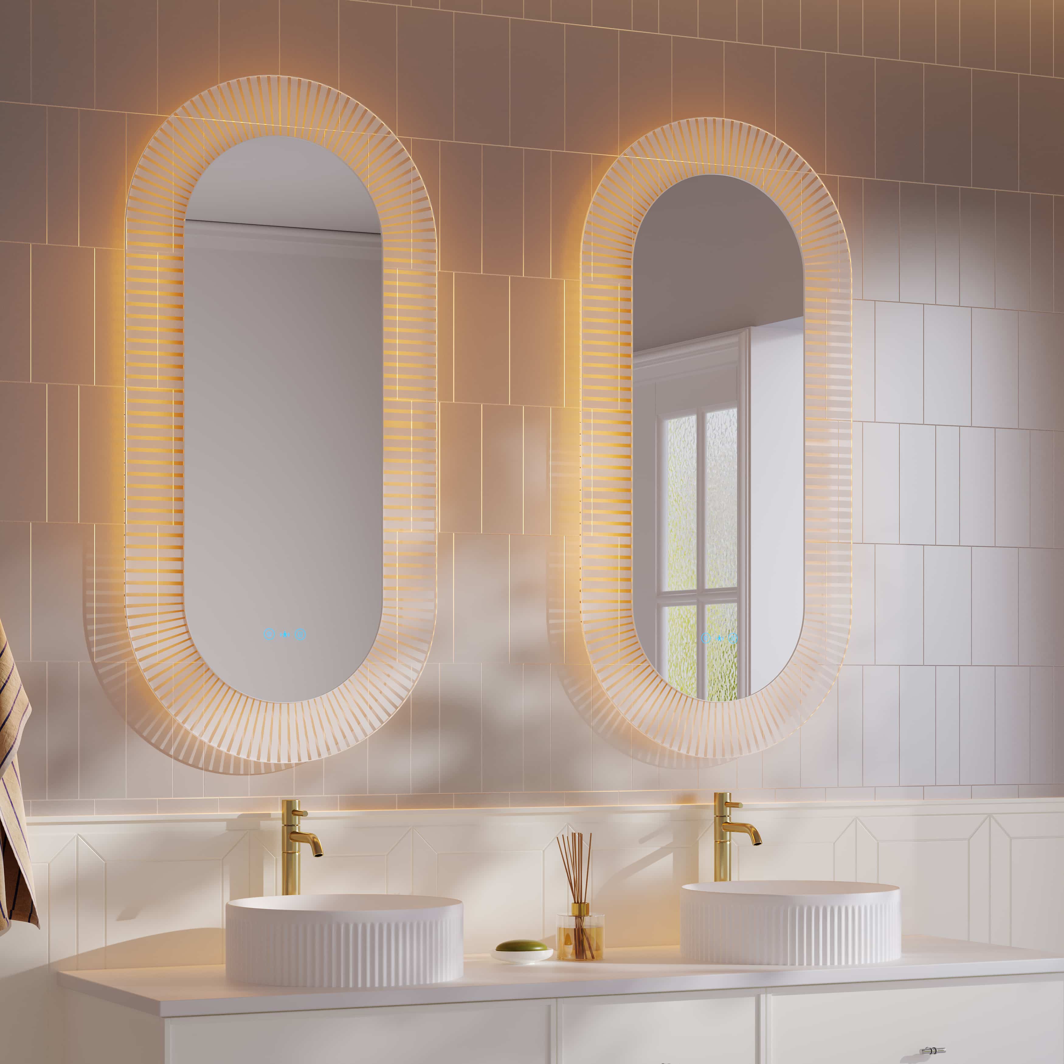 Mercio Freya 600×1200mm LED Textured Oval Mirror