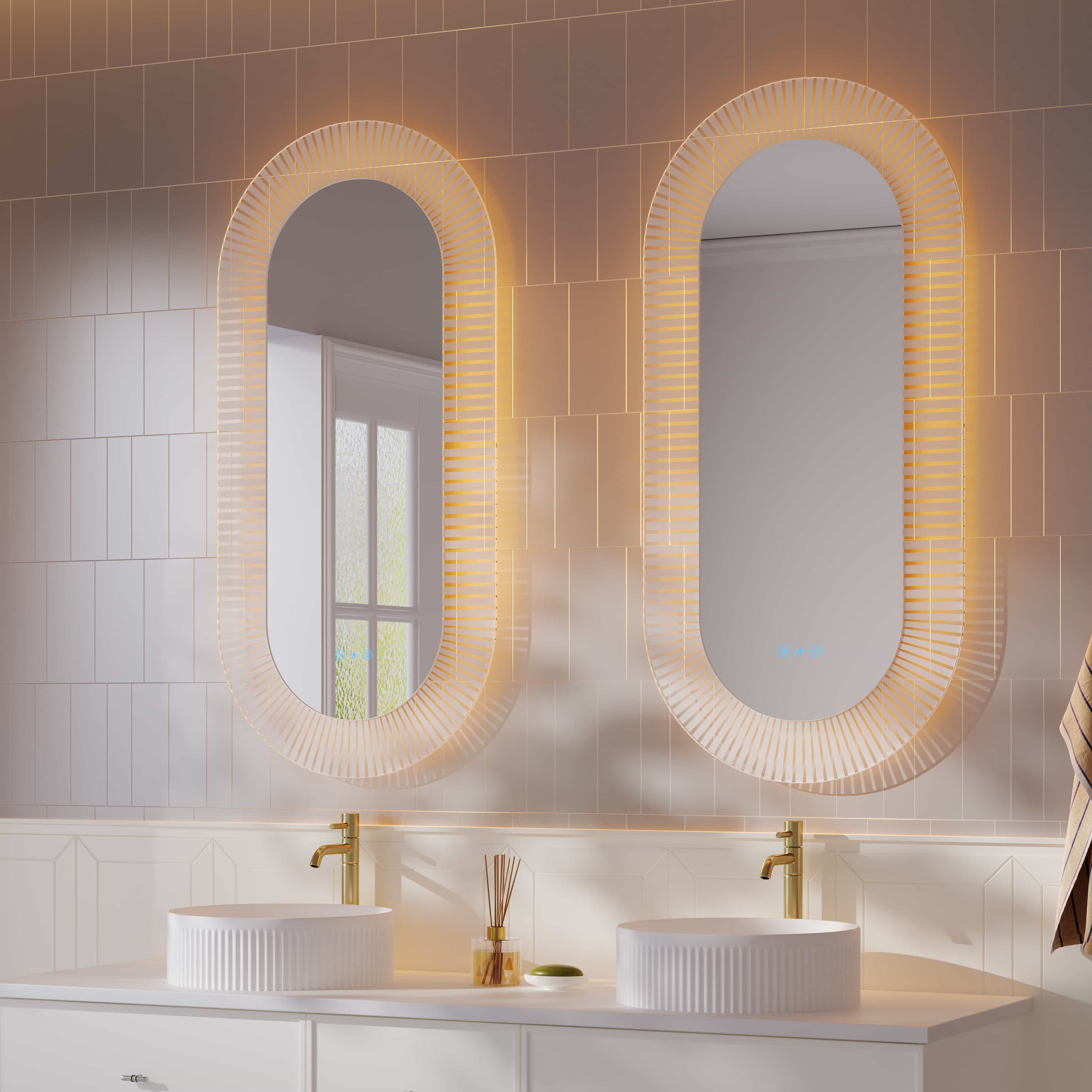 Mercio Freya 600×1200mm LED Textured Oval Mirror