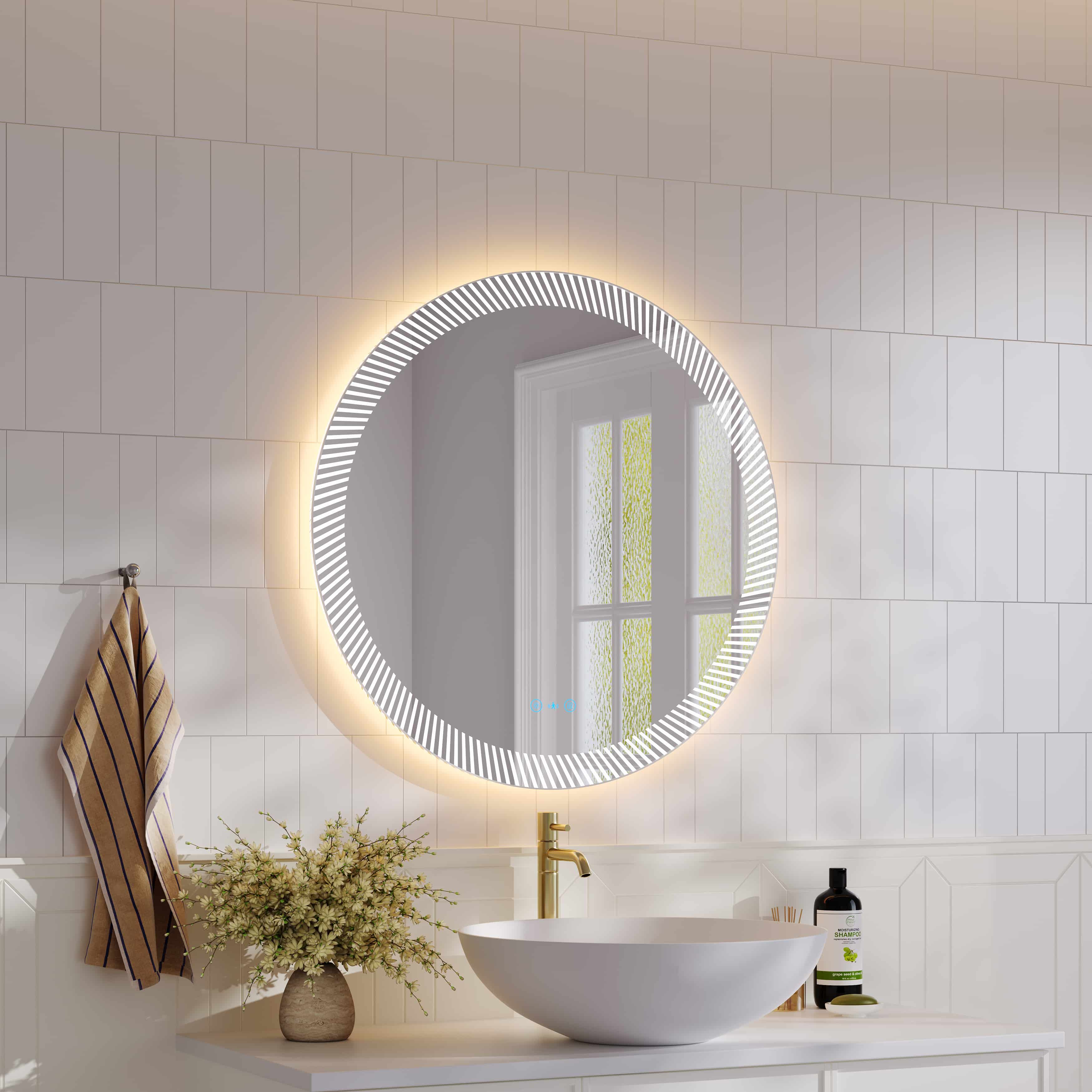 Mercio Freya 800mm LED Textured Round Mirror