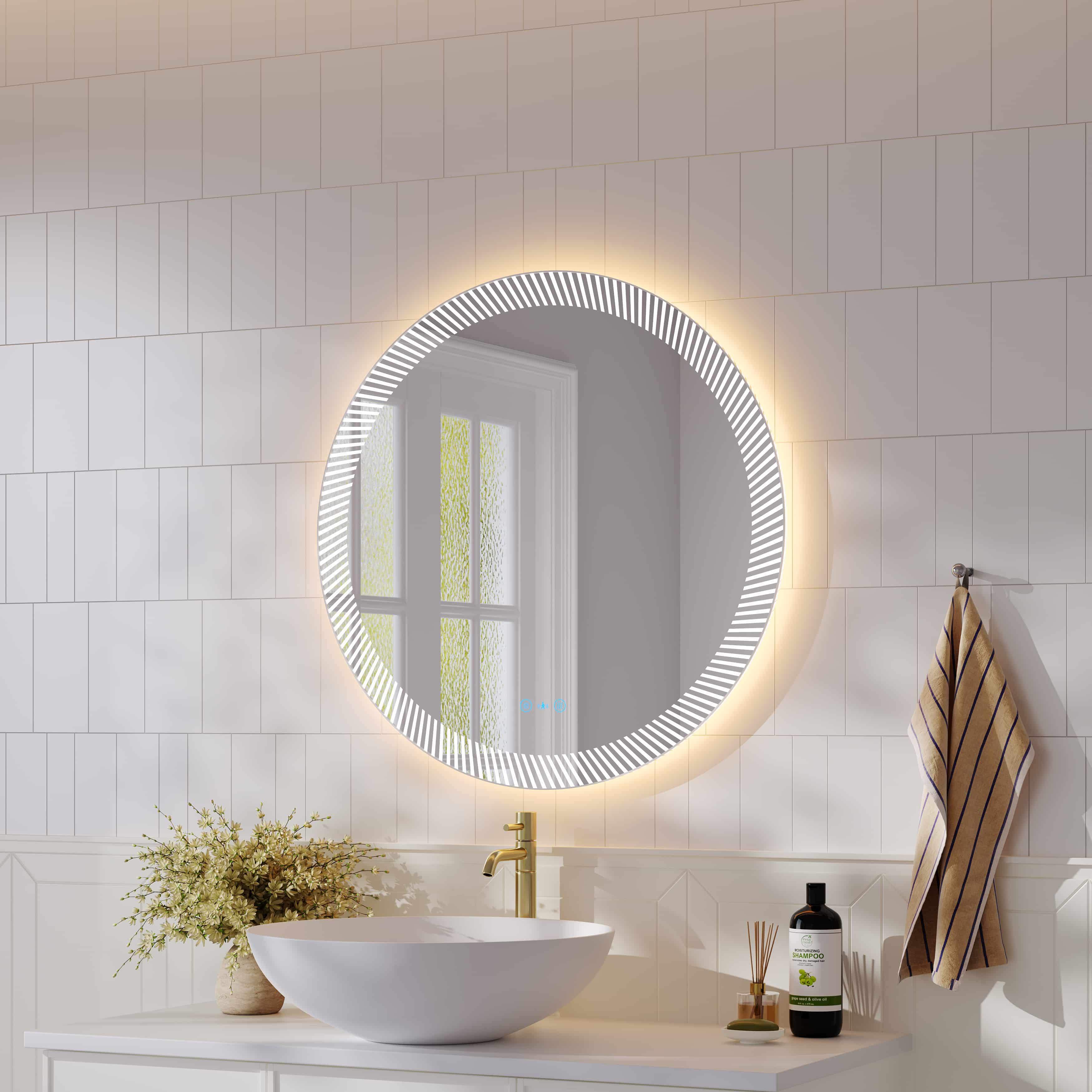 Mercio Freya 800mm LED Textured Round Mirror