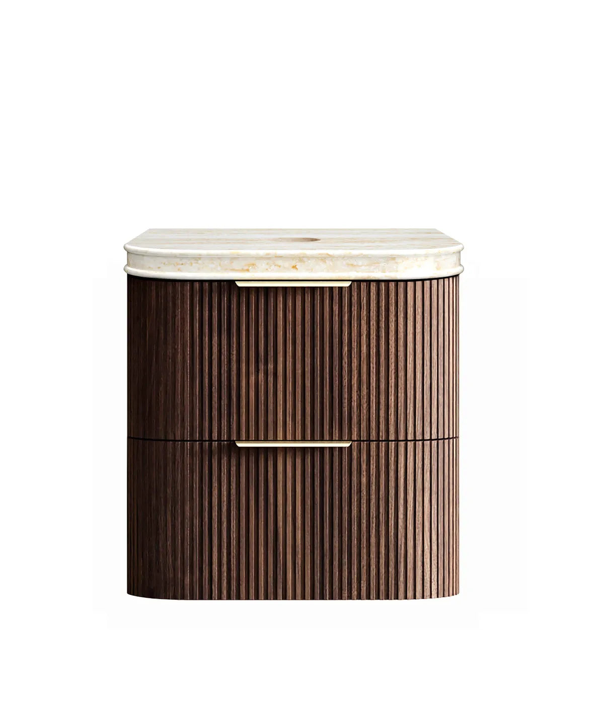 Otti 600mm Havana Fluted Wall Hung Curve Vanity - Sable Walnut