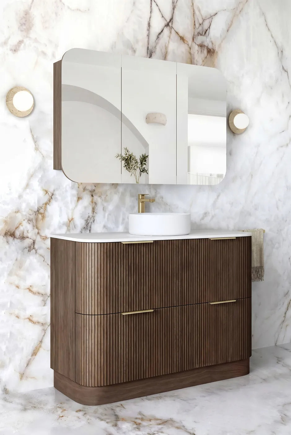 Otti 1200mm Havana Fluted Floorstanding Curve Vanity