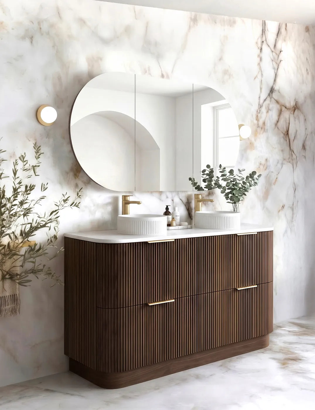 Otti 1500mm Havana Fluted Floorstanding Curve Vanity