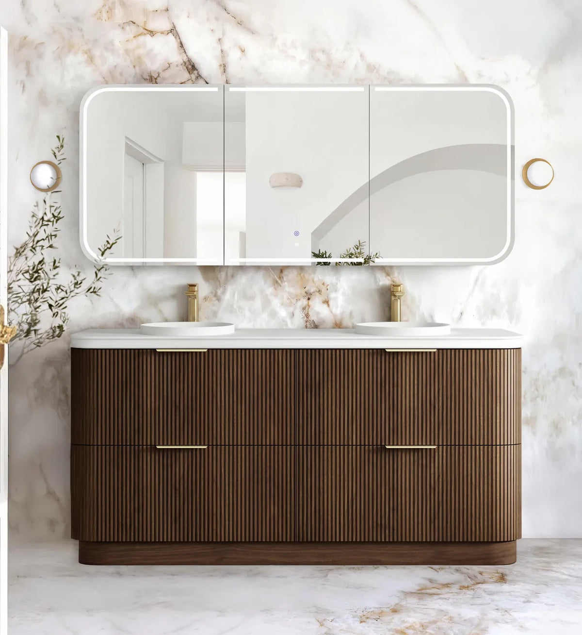 Otti 1800mm Havana Fluted Floorstanding Curve Vanity