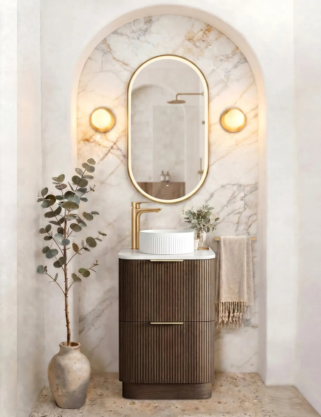 Otti 600mm Havana Fluted Floorstanding Curve Vanity