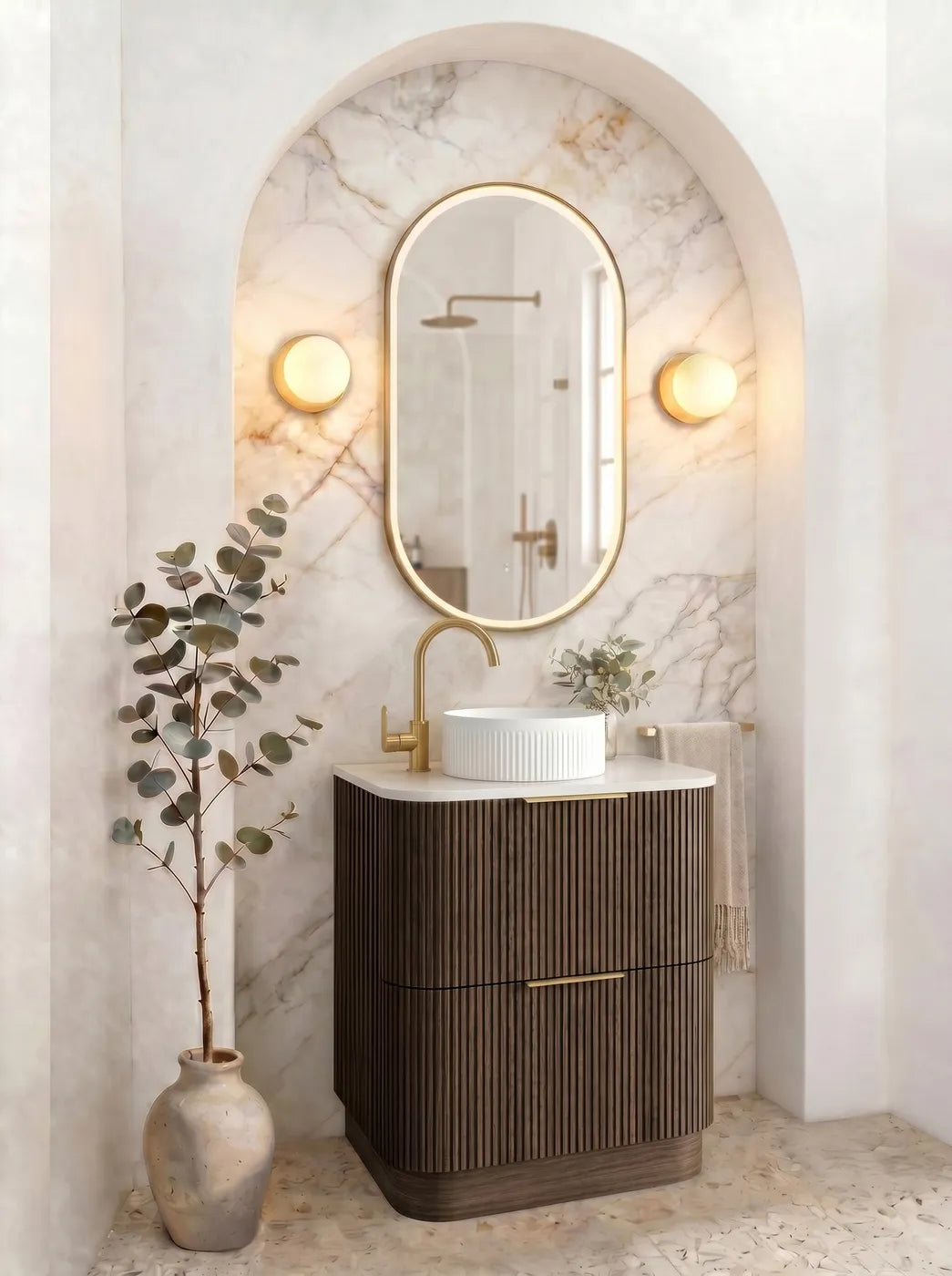 Otti 750mm Havana Fluted Floorstanding Curve Vanity
