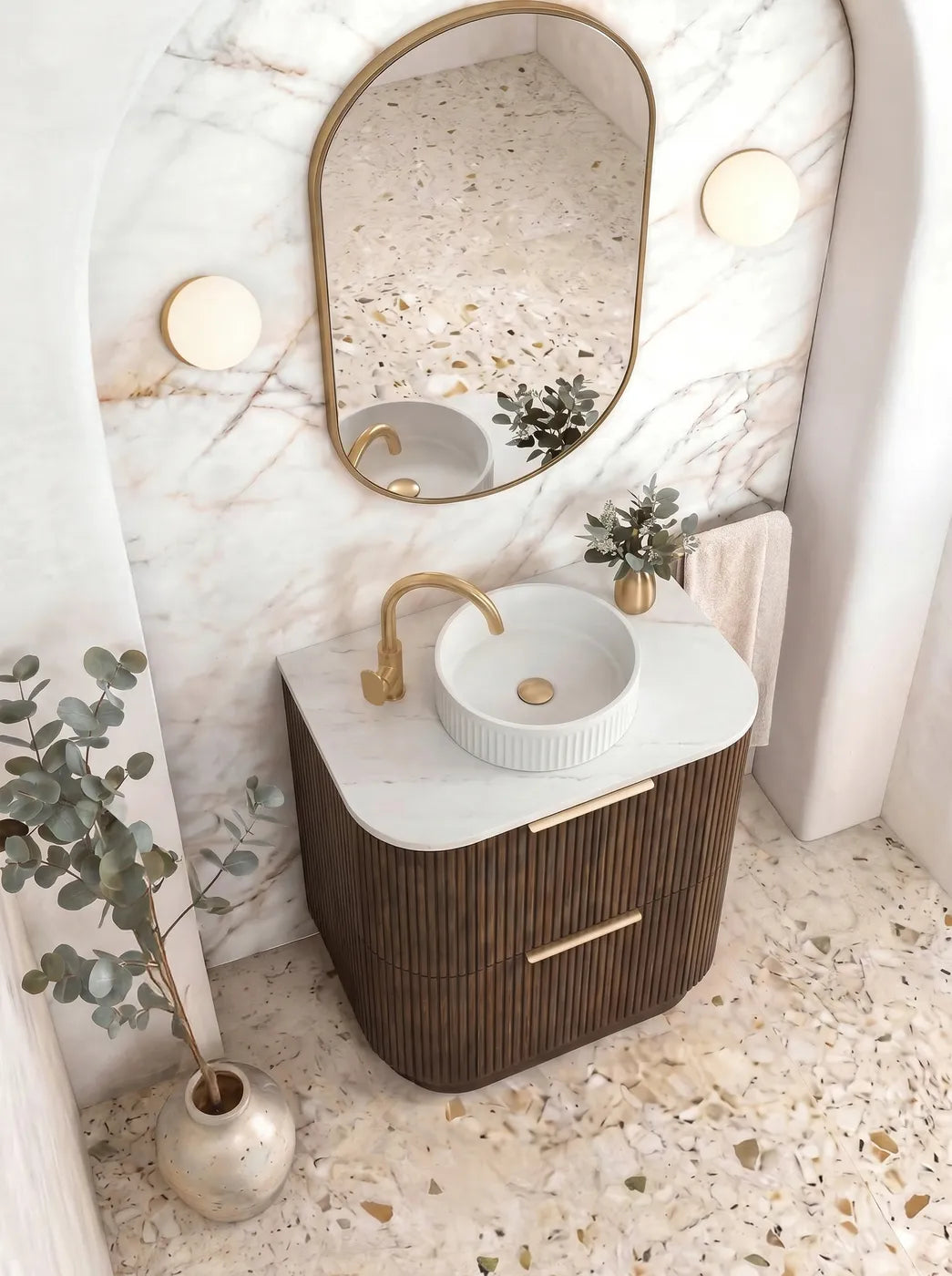 Otti 750mm Havana Fluted Floorstanding Curve Vanity