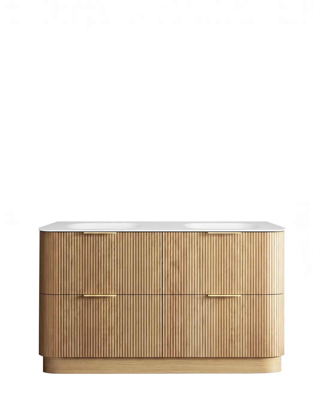 Otti 1500mm Havana Fluted Floorstanding Curve Vanity - Woodland Oak