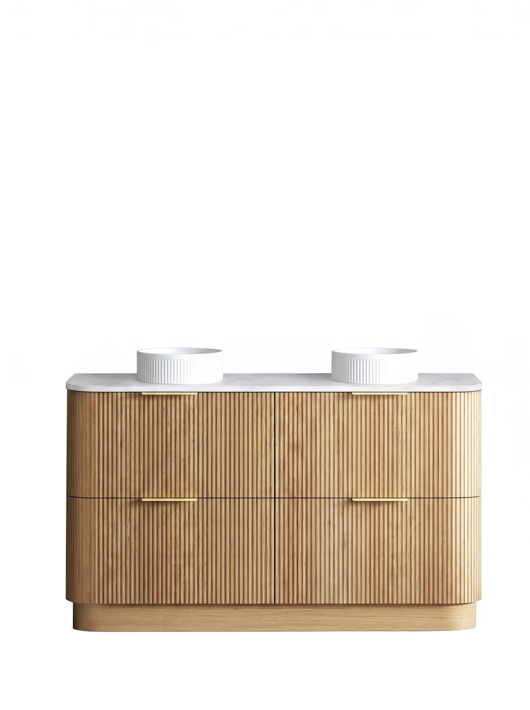 Otti 1500mm Havana Fluted Floorstanding Curve Vanity - Woodland Oak