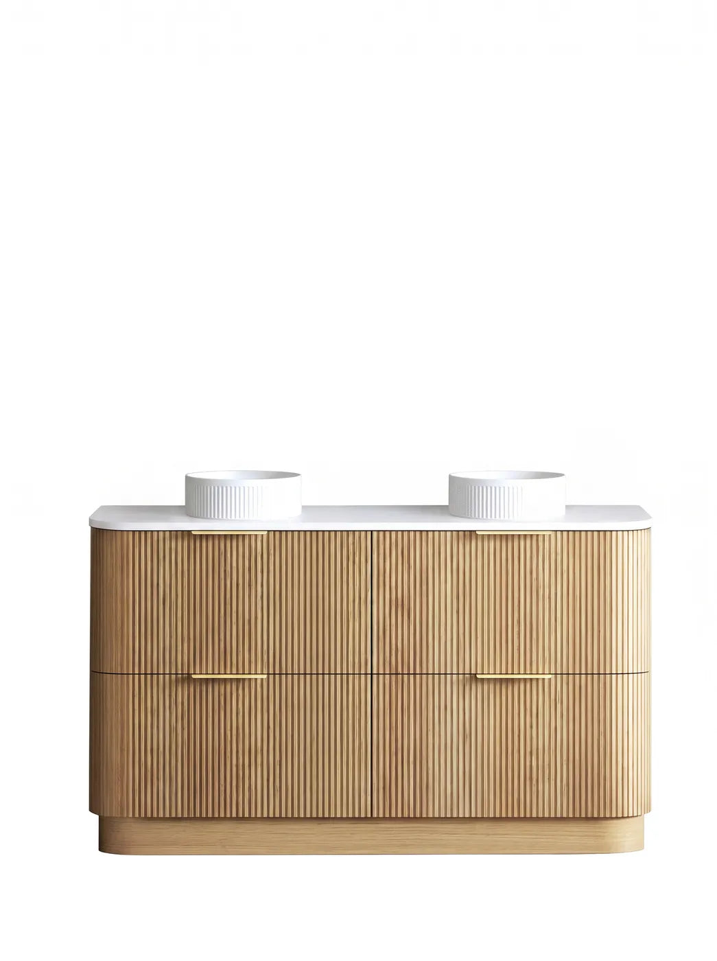 Otti 1500mm Havana Fluted Floorstanding Curve Vanity - Woodland Oak