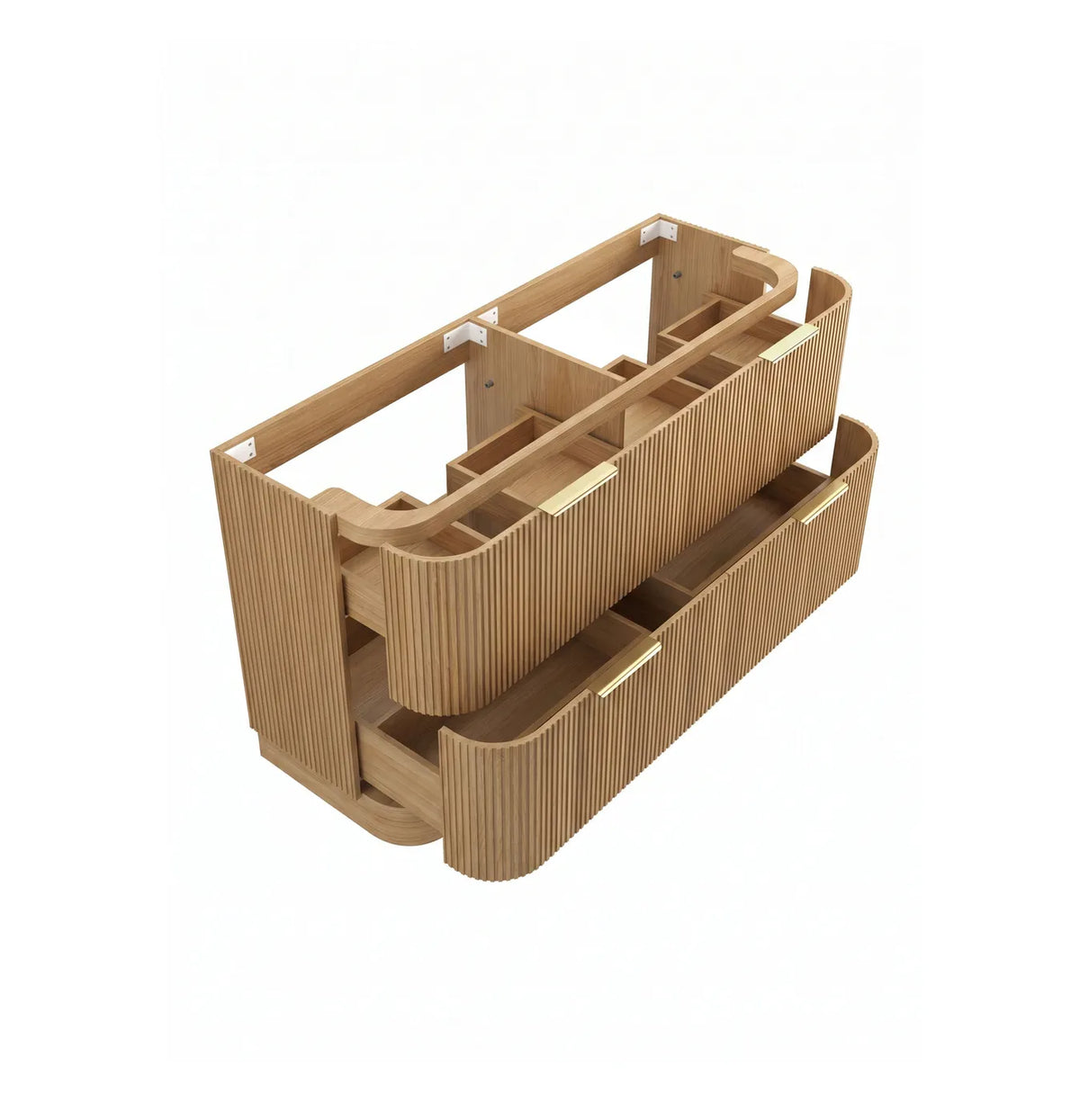 Otti 1500mm Havana Fluted Floorstanding Curve Vanity - Woodland Oak