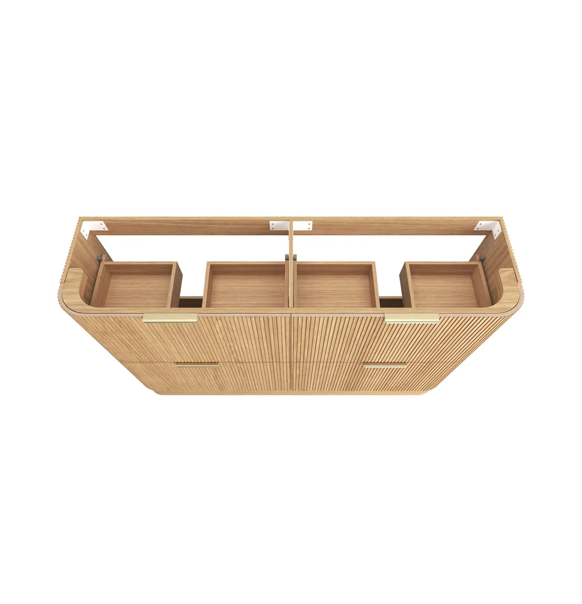 Otti 1800mm Havana Fluted Floorstanding Curve Vanity - Woodland Oak