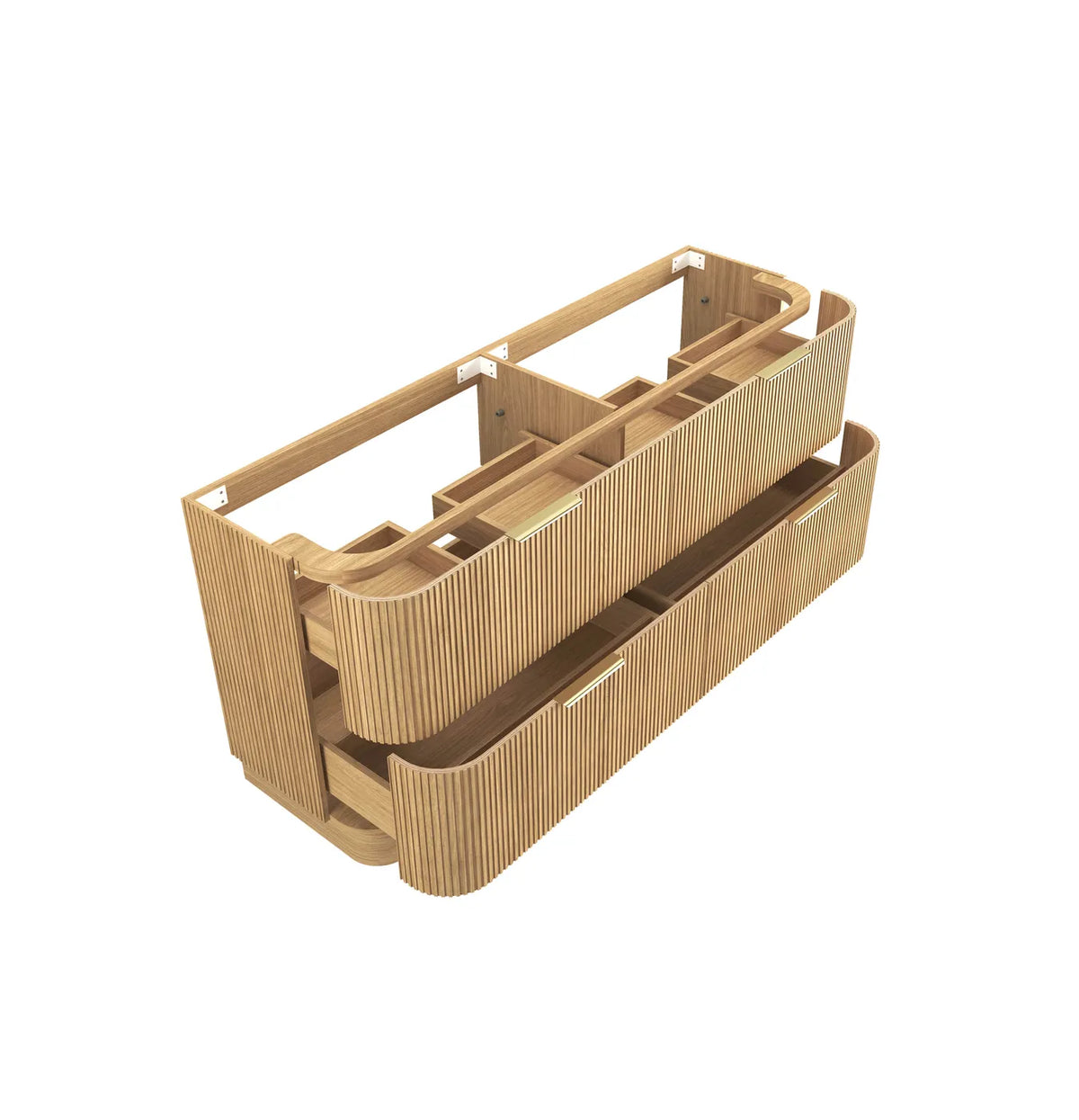 Otti 1800mm Havana Fluted Floorstanding Curve Vanity - Woodland Oak