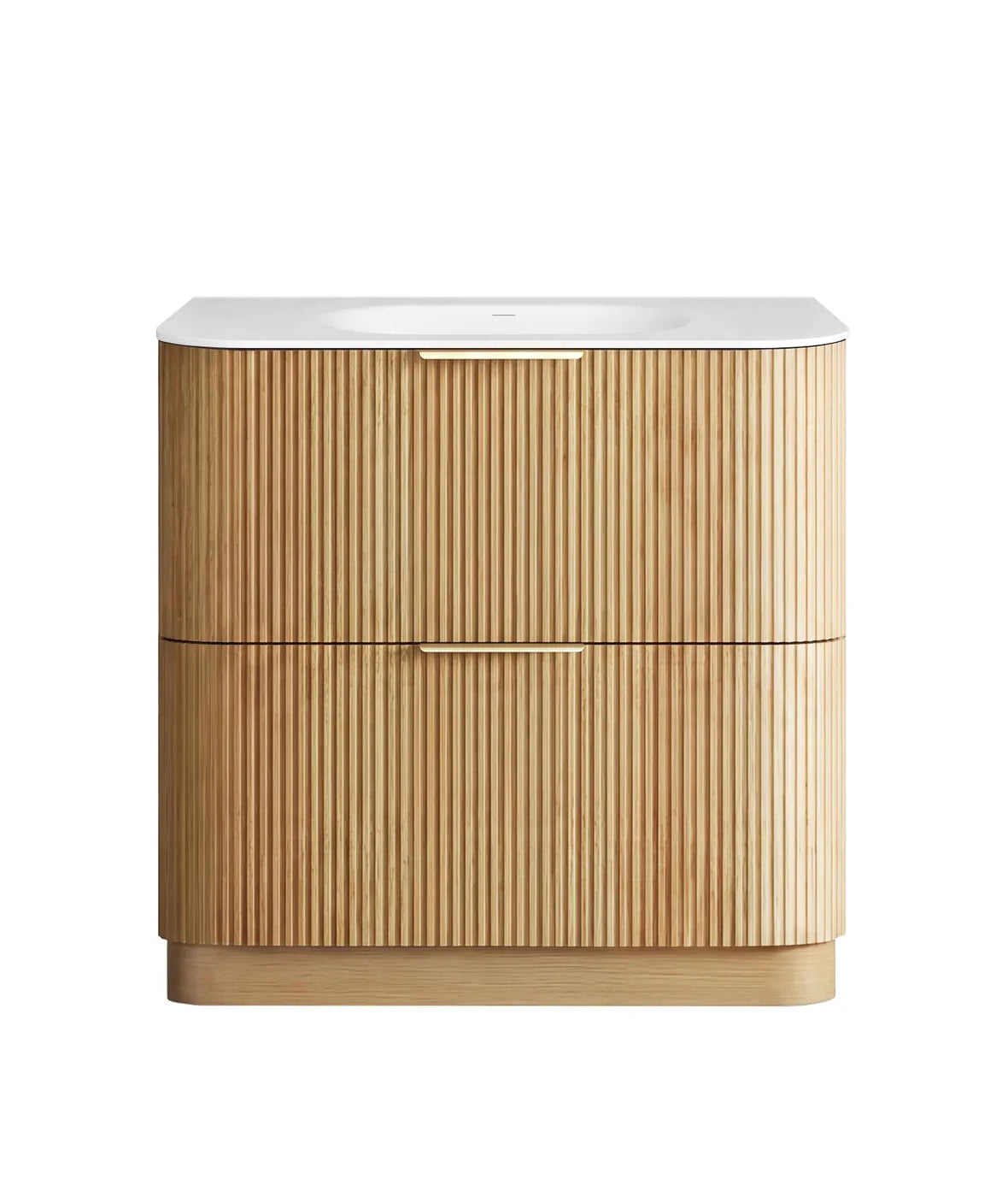 Otti 900mm Havana Fluted Floorstanding Curve Vanity - Woodland Oak