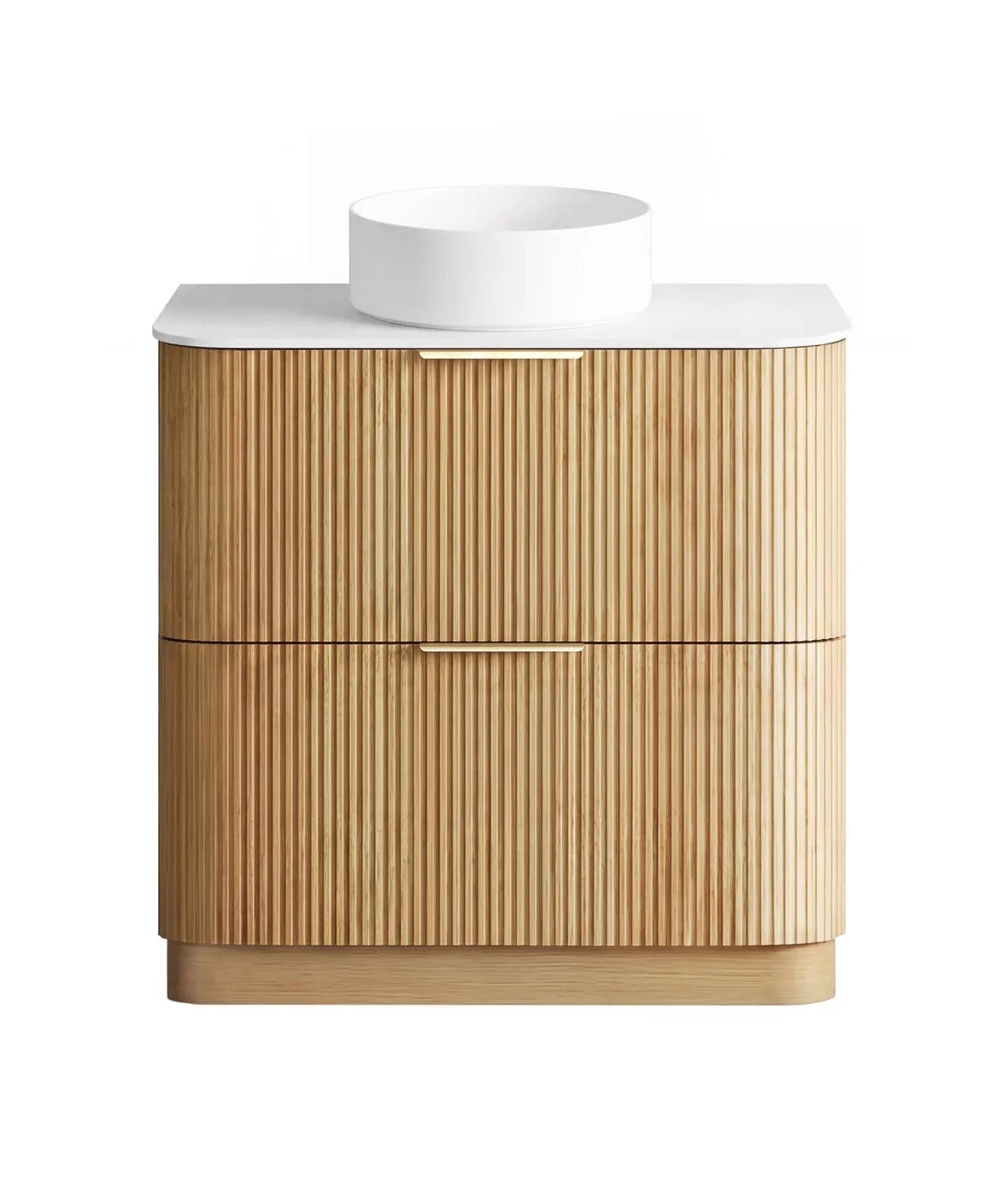 Otti 900mm Havana Fluted Floorstanding Curve Vanity - Woodland Oak