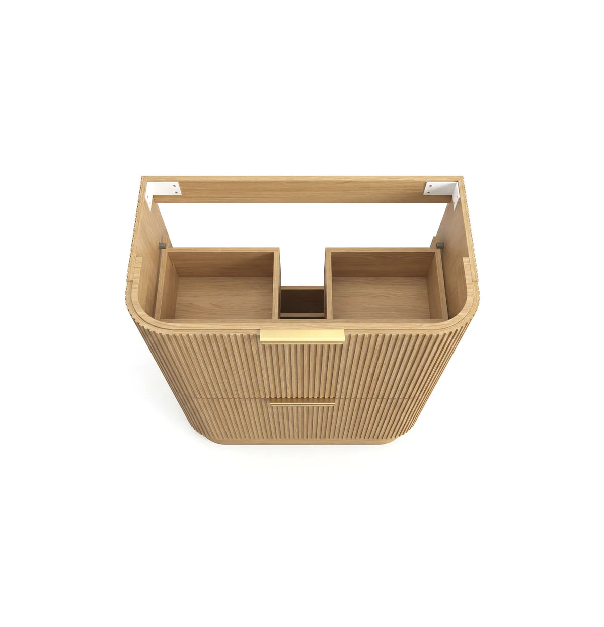 Otti 900mm Havana Fluted Floorstanding Curve Vanity - Woodland Oak