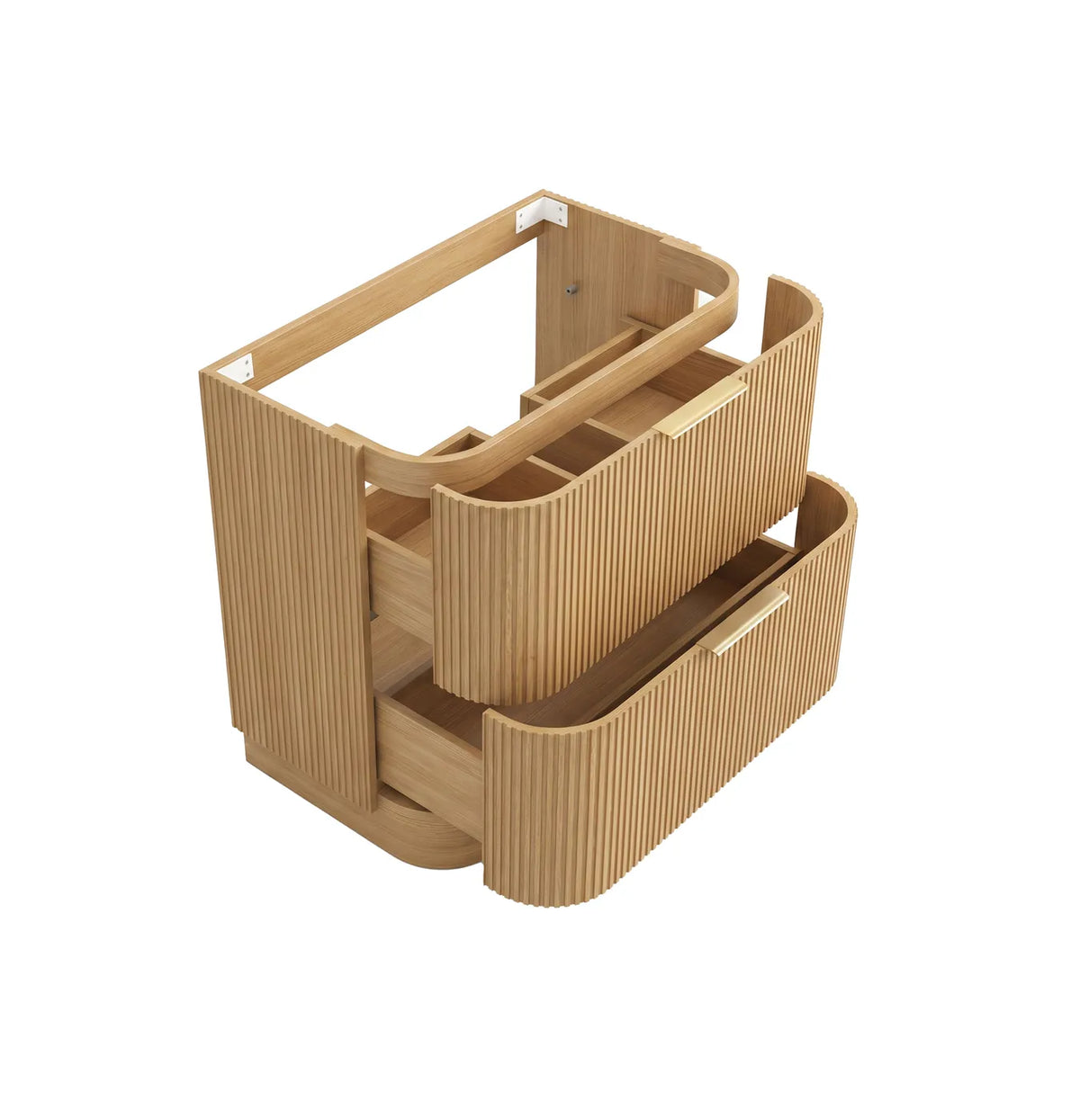 Otti 900mm Havana Fluted Floorstanding Curve Vanity - Woodland Oak