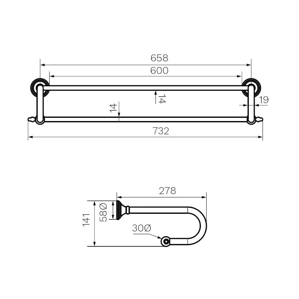 Parisi Hermitage Towel Rack  HE.TRK60.40