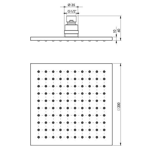 Phoenix Lexi Shower Rose 200mm Square LE5100